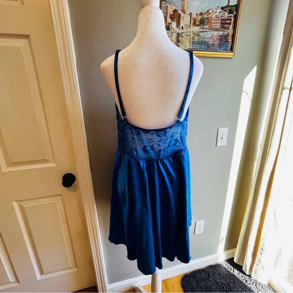 Elegant Blue Lace Nightgown Babydoll 4XL Plus Lingerie - Picture 10 of 11